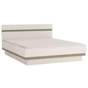 Cheya High Gloss Storage King Size Bed In White And Truffle Oak - UK
